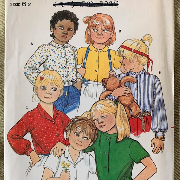 Vintage Butterick Pattern 4256, GIRLS' Blouse, UNCUT, Size 6X