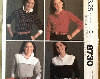 Vintage 1980's Easy McCall's Pattern 8730, Brooke Shields, Girls' Top, CUT, Size 12