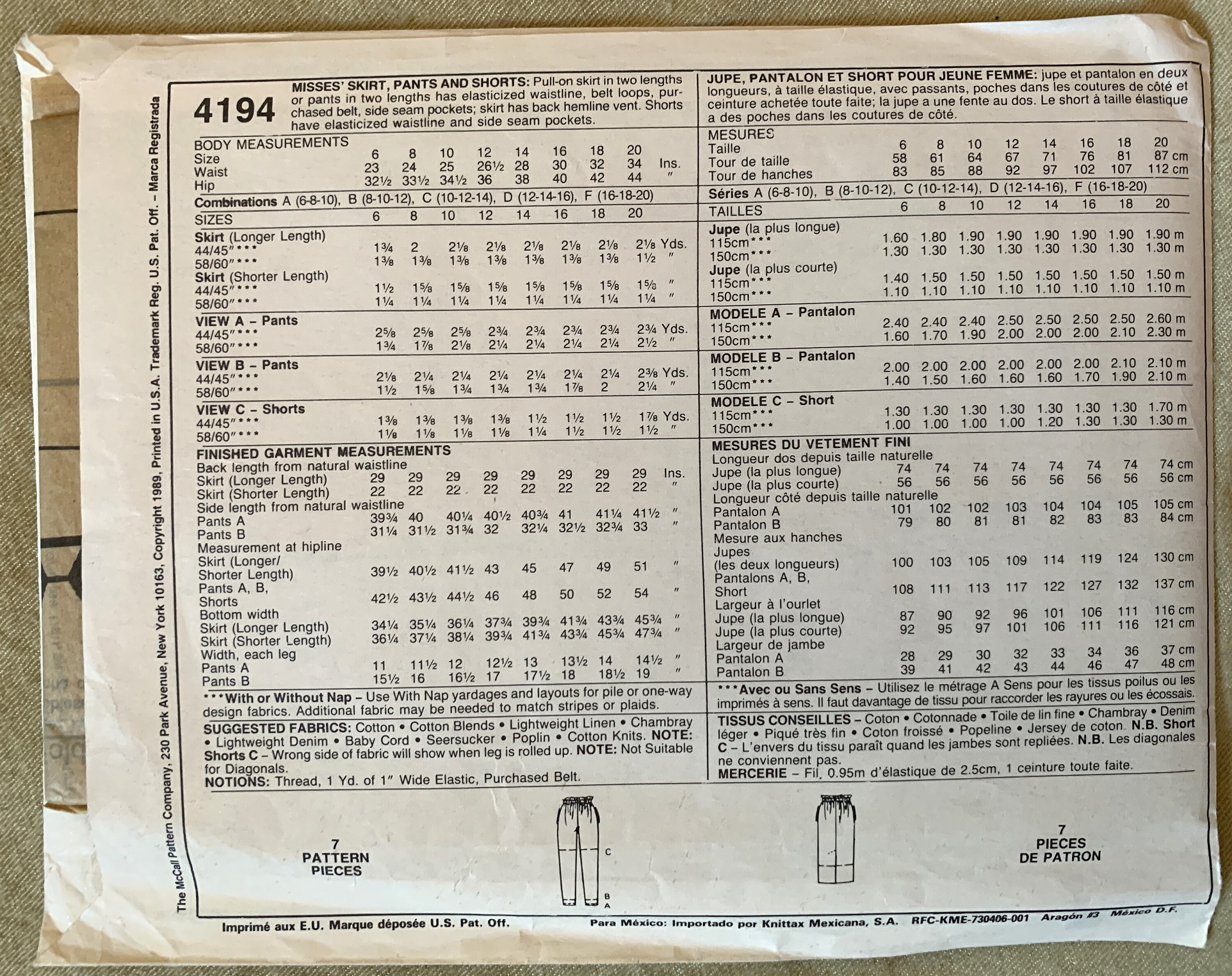 トップス K Vintage 1980's Easy Mccall's Pattern 4194, Fashion Basics