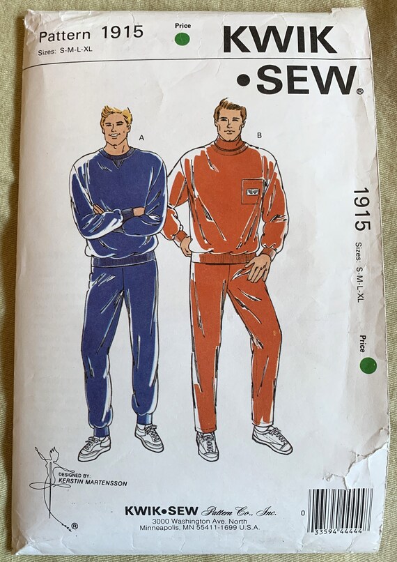 Vintage 1980 s Kwik Sew Pattern 1915 1916 Men s Jogging Suits Size S M L XL or 1X 2X 3X 4X Etsy Australia
