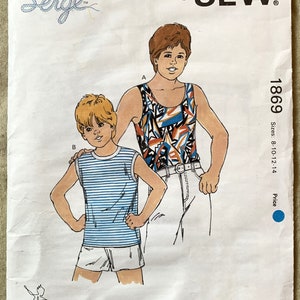 Vintage 1980&#39;s Kwik Sew Pattern 1869,Kiwk Serge,  Boys&#39; Shirts, UNCUT, Size 8-10-12-14