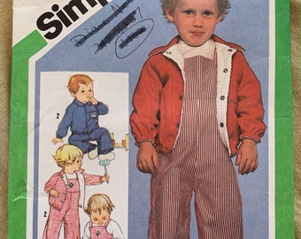 Vintage Simplicity Pattern 9820, Toddlers' Overalls/Jacket, UNCUT, Size 1/2 and 1