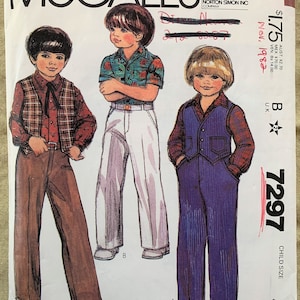 Vintage McCall&#39;s CHILDREN&#39;S Pattern 7297, Boy&#39;s Vest/Shirt/Pants, Size 4, 5, or 6