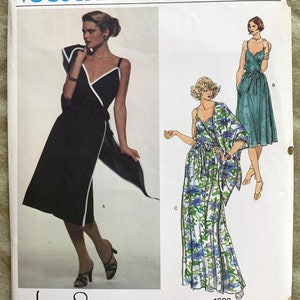 Vintage 1970&#39;s Vogue Pattern 1683, Vogue American Designer, Jerry Silverman, Misses&#39; Dress and Shawl, UNCUT/FF, Size 10