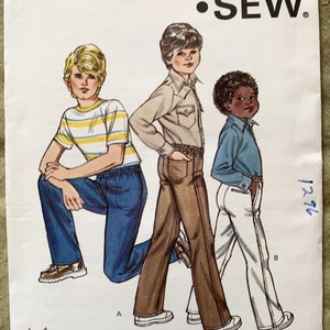 Vintage 1980&#39;s Kwik Sew Pattern 1296/1297, Boy&#39;s Pants, UNCUT, Size 4-5-6-7 or Size 8-10-12-14