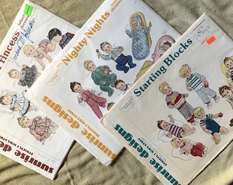 Vintage 1980&#39;s Sunrise Designs, Baby Clothes Patterns