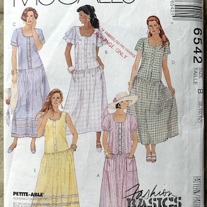 Vintage 1990&#39;s McCall&#39;s Pattern 6542, Misses&#39; Dresses, Size B (8,10,12) or E (14,16,18)