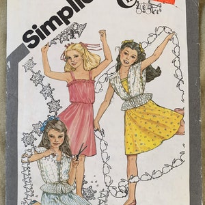 Vintage 1980&#39;s Simplicity Pattern 9938, Cinderella Pattern, Girls&#39; Sundress and Jacket, CUT, Size 10