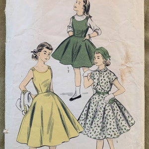 Vintage 1950&#39;s Advance Pattern 7186, Chub-Deb Girls&#39; Dress - Jumper and Bolero, CUT, Size 10.5, Breast 31.5