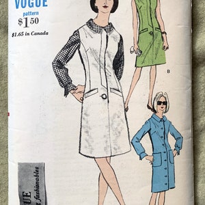 Vintage 1960&#39;s Vogue Young Fashionables Pattern 6544, Misses&#39; One Piece Dress/Jumper/Blouse, CUT, Size 14, Bust 34, Hip 36