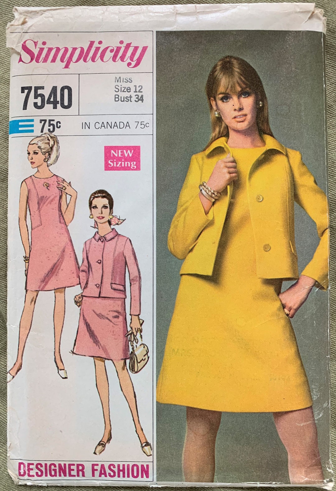 Vintage Simplicity Pattern 7540 Designer Fashion Misses' Etsy