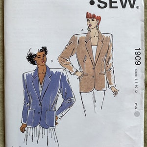 Vintage 1980&#39;s Kwik Sew Pattern 1909/1910, Misses&#39; Blazer, UNCUT/FF, Size 6-8-10-12 or Size 14-16-18-20