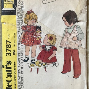 Vintage 1970 McCall&#39;s Carefree Pattern 3787, Kleinkinder Kleid/Oberteil/Hose, SCHNITT, Größe 1