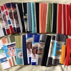 Large Lot of Vintage Bias Tape, Seam Binding, Hem Facing, Twill Tape and Maxi Piping
