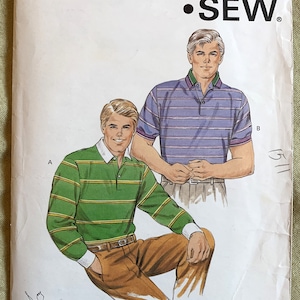 Vintage 1980&#39;s Kwik Sew Pattern 1511, Men&#39;s King Size Shirt, UNCUT, Size 50-52-52-56