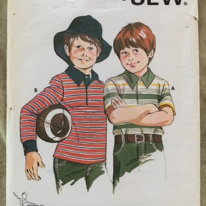 Vintage Kwik Sew Pattern 806, Boys&#39; Shirt, UNCUT, Size 4-6-8-10