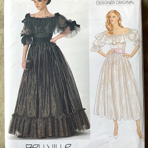 Vintage 1980&#39;s Vogue Pattern 1049, Designer Original, Bellville Sassoon, Misses&#39; Dress, UNCUT/FF, Size 6-8-10