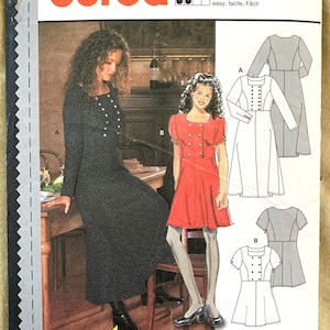 Vintage 1990&#39;s Burda Pattern 3035, Girls&#39; and Juniors&#39; Dress, UNCUT, Size 11/12/13JUN/14JUN/15JUN/16JUN