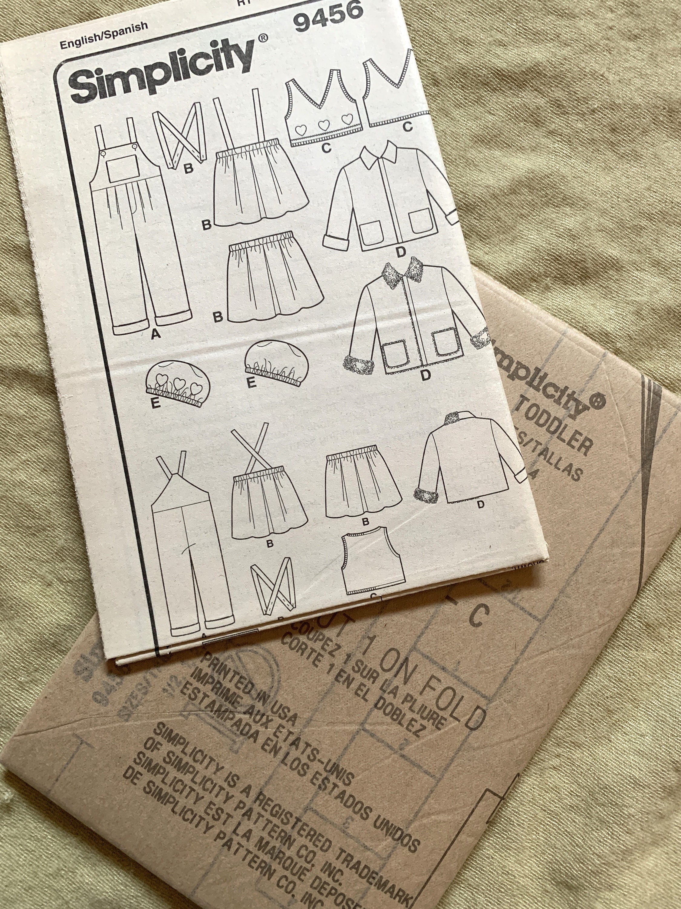 Vintage 2000's Simplicity Pattern 9456, Toddlers' Overalls/shirt/vest ...