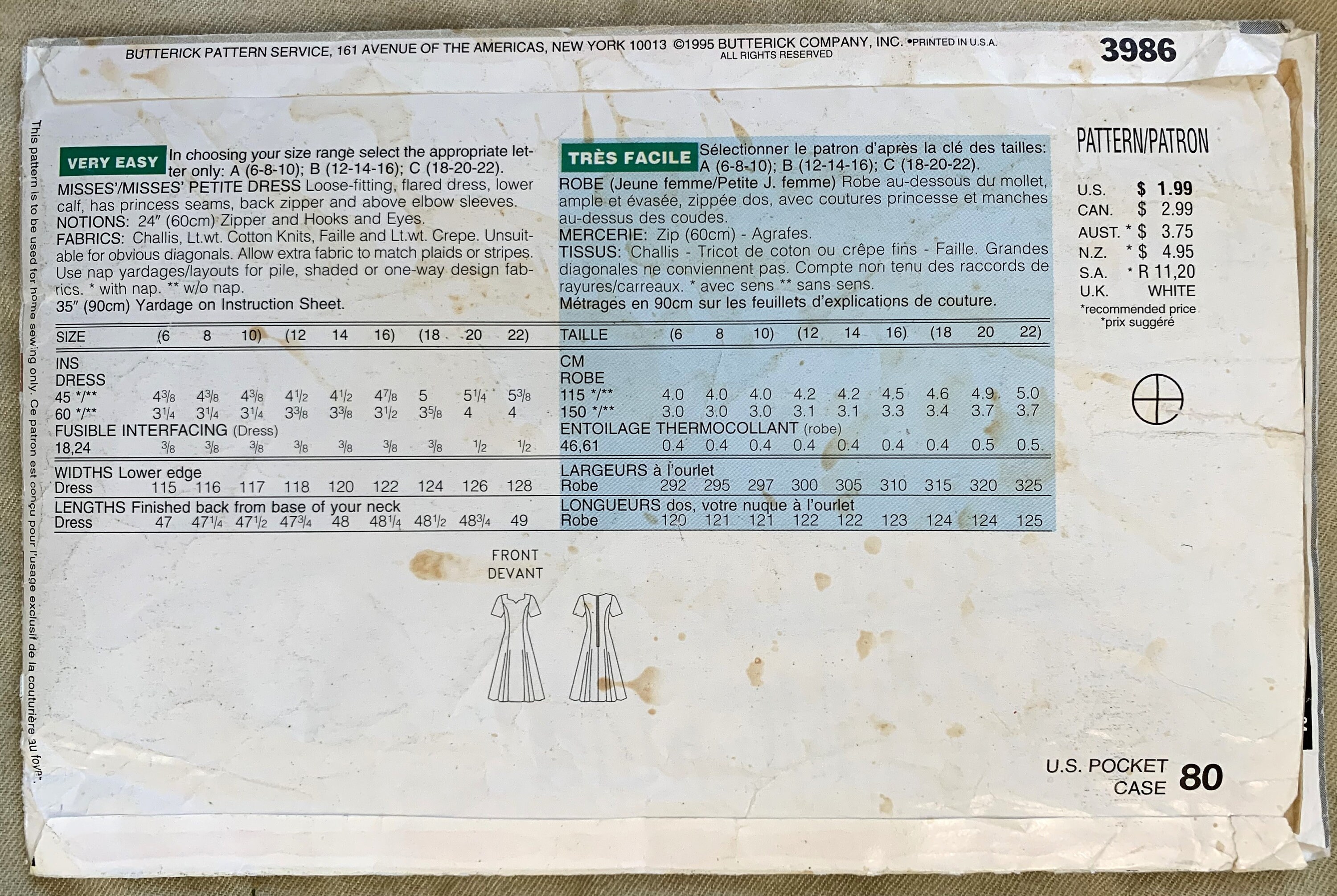 Vintage 1990's See & Sew Pattern 3986, Misses'/misses' Petite Dress ...