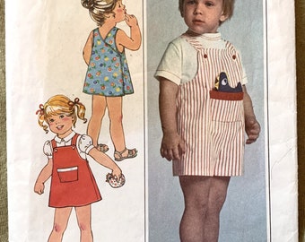 Vintage jaren 70 eenvoud 8047, jurk/trui/overall voor peuters, maat 1/2, maat 1 of maat 2