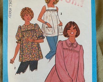 Vintage Simplicity Pattern 8606, MATERNITY Blouse, UNCUT, Size 14