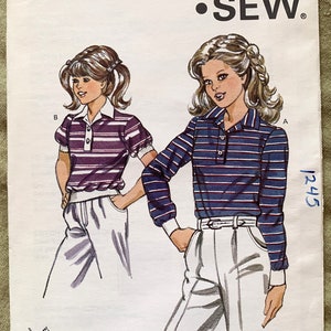 Vintage 1980&#39;s Kwik Sew Pattern 1245/1246, Girl&#39;s Top, UNCUT, Size 4-5-6-7 or Size 8-10-12-14