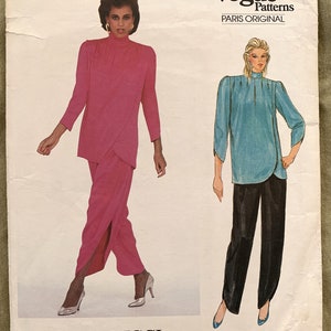 Vintage 1980&#39;s Vogue Pattern 1571, Paris Original, Nina Ricci, Misses&#39; Top and Pants, UNCUT/FF, Size 10