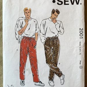 Vintage 1990&#39;s Kwik Sew Pattern 2001, Men&#39;s Pants, UNCUT, Size S-M-L-XL