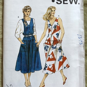 Vintage 1980&#39;s Kwik Sew Pattern 1393/1394, Misses&#39; Dress and Jumper, UNCUT/FF, Size 6-8-10-12 or Size 14-16-18-20
