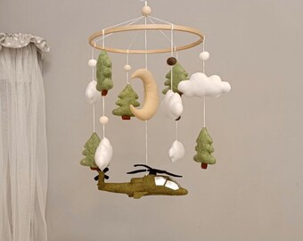 Apache helicopter baby mobile, Military nursery decor,Jet baby mobile, Boy mobile baby