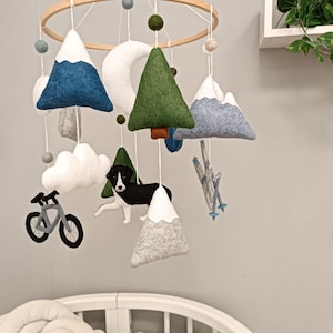Custom dog mobile, Puppy baby mobile for crib, Pets nursery decor, New mom gift, Baby shower gift, Neutral border collie mobile hanging