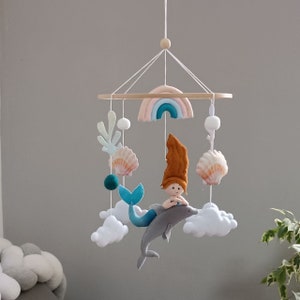 Mermaid baby mobile, Ocean baby mobile for girl, Sea creature mobile for crib, New baby gift, Pregnancy gift, Baby shower gift