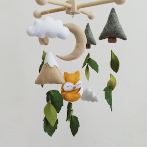 Fox baby mobile, Mountain nursery mobile, Baby girl mobile, Woodland baby mobile, Crib baby mobile, Baby shower gift