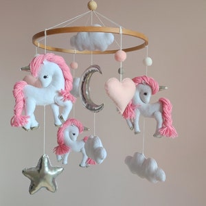 Unicorn baby mobile, Unicorn baby shower, Baby girl mobile, Modern baby mobile