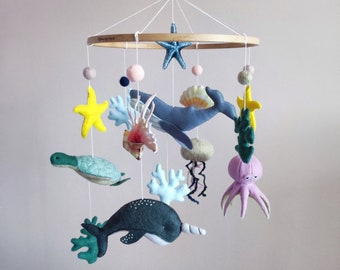 Ocean mobile for nursery, Under the sea baby mobile, Octopus mobile, Baby shower gift