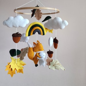 Woodland mobile, Woodland baby shower, Fox baby mobile, Cot mobile, Woodland nursery decor