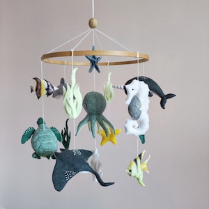 Ocean mobile for nursery, Sea creature baby mobile, Octopus mobile, Whale mobile nursery