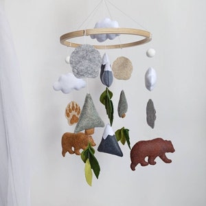 Woodland baby mobile, Bear  mobile, Mountain baby mobile, Baby shower gift, Woodland nursery decor