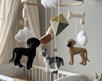 Custom Great Dane and Australian Mix Baby Mobile for Dog Lover Nursery Decor