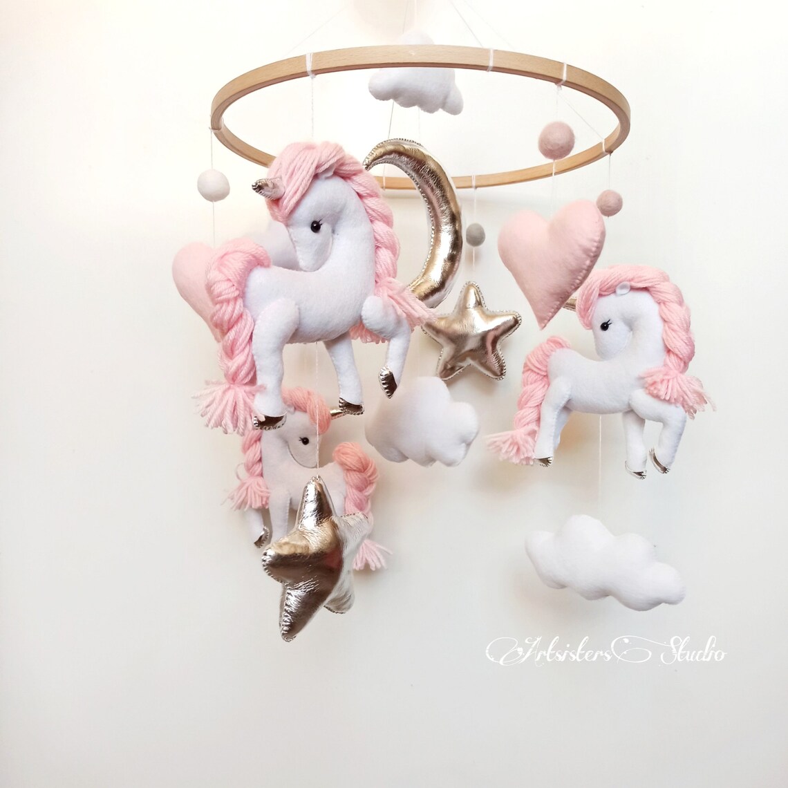 Unicorn Baby Mobile Unicorn Themed Nursery Girl Baby Mobile Etsy