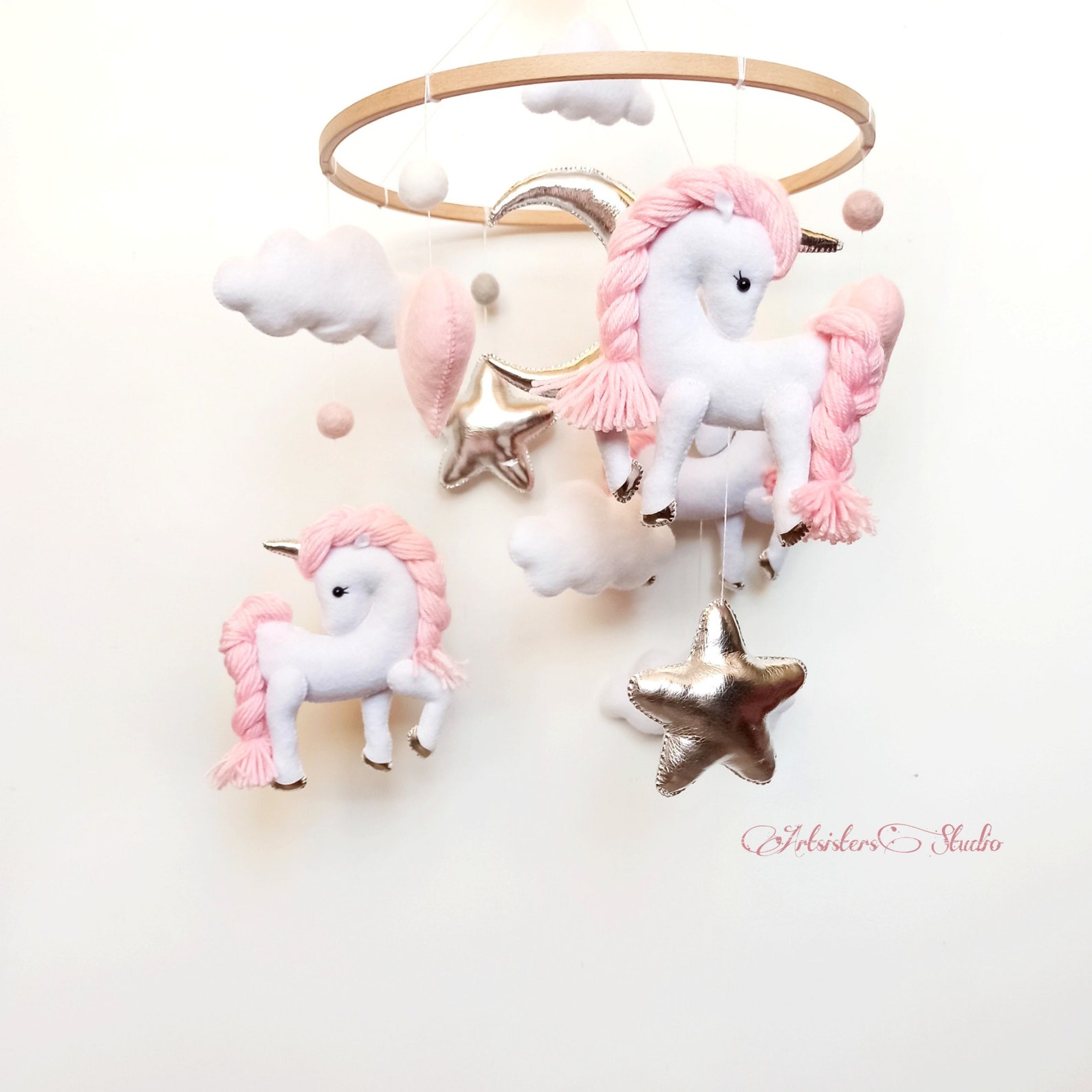 Unicorn baby mobile Unicorn themed nursery Girl baby mobile Etsy