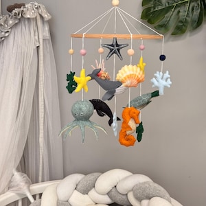 Ocean baby mobile, Under the sea nursery decor, Octopus/Whale/Turtle/Narwhal crib mobile, New baby gift, Baby shower gift