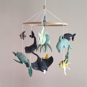 Sea animal mobile, Ocean baby mobile, Sea creature baby mobile, Whale mobile nursery