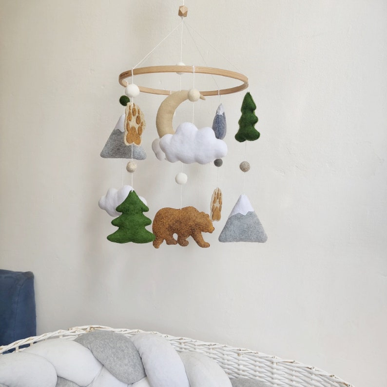 Mountains Baby Mobile Nature Nursery Mobile Woodland Etsy