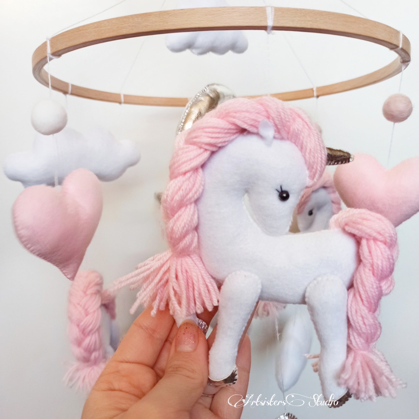 Unicorn Baby Mobile Unicorn Themed Nursery Girl Baby Mobile Etsy
