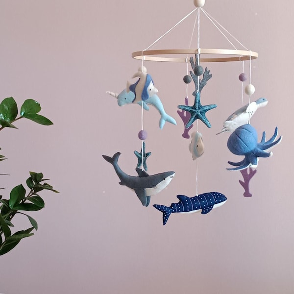 Móvil de criaturas marinas para bebé, decoración de guardería oceánica, regalo para baby shower bajo el mar