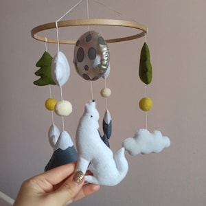 Wolf Baby Mobile, Woodland Baby Crib Nursery Decor, Pregnancy Git