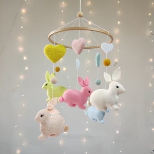 Bunny baby mobile, Baby shower gift, Rabbit baby crib mobile, Nursery decor,  Baby shower gift, Woodland baby mobile, Pregnancy gift