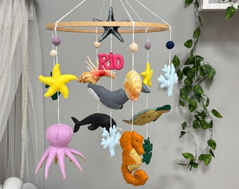 Ocean Baby Mobile, Under the Sea Nursery Decor, Nautical Whale Mobile
